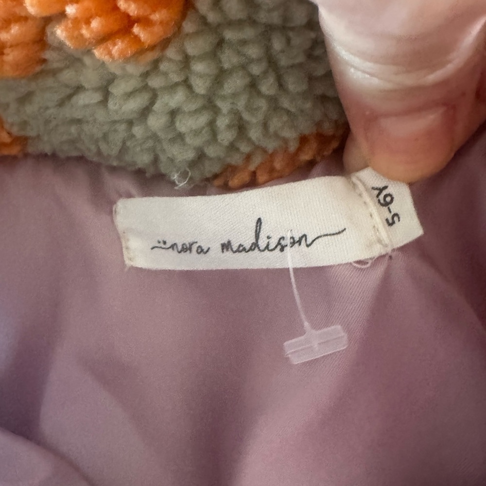 Nora Madison Floral Sherpa Jacket Girls Size 5-6 Y - Picture 2 of 3